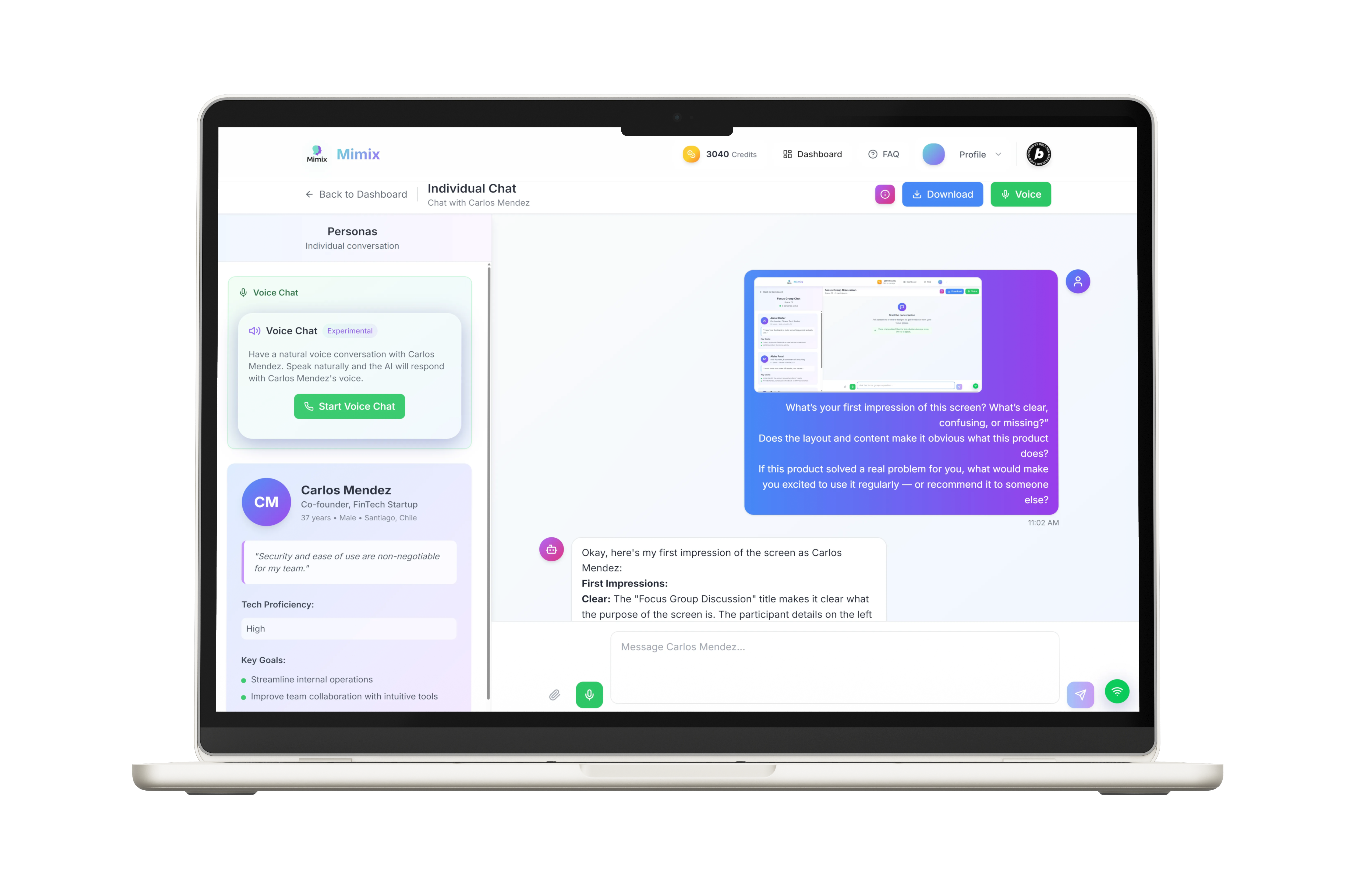 Mimix Chat with Product Screenshot